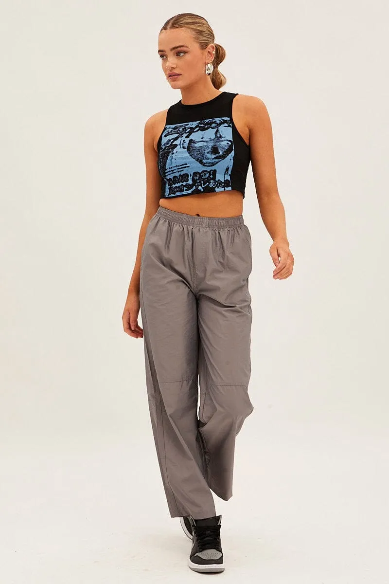 Black Graphic Crop Tank sold by Ally Fashion product image thumbnail 2