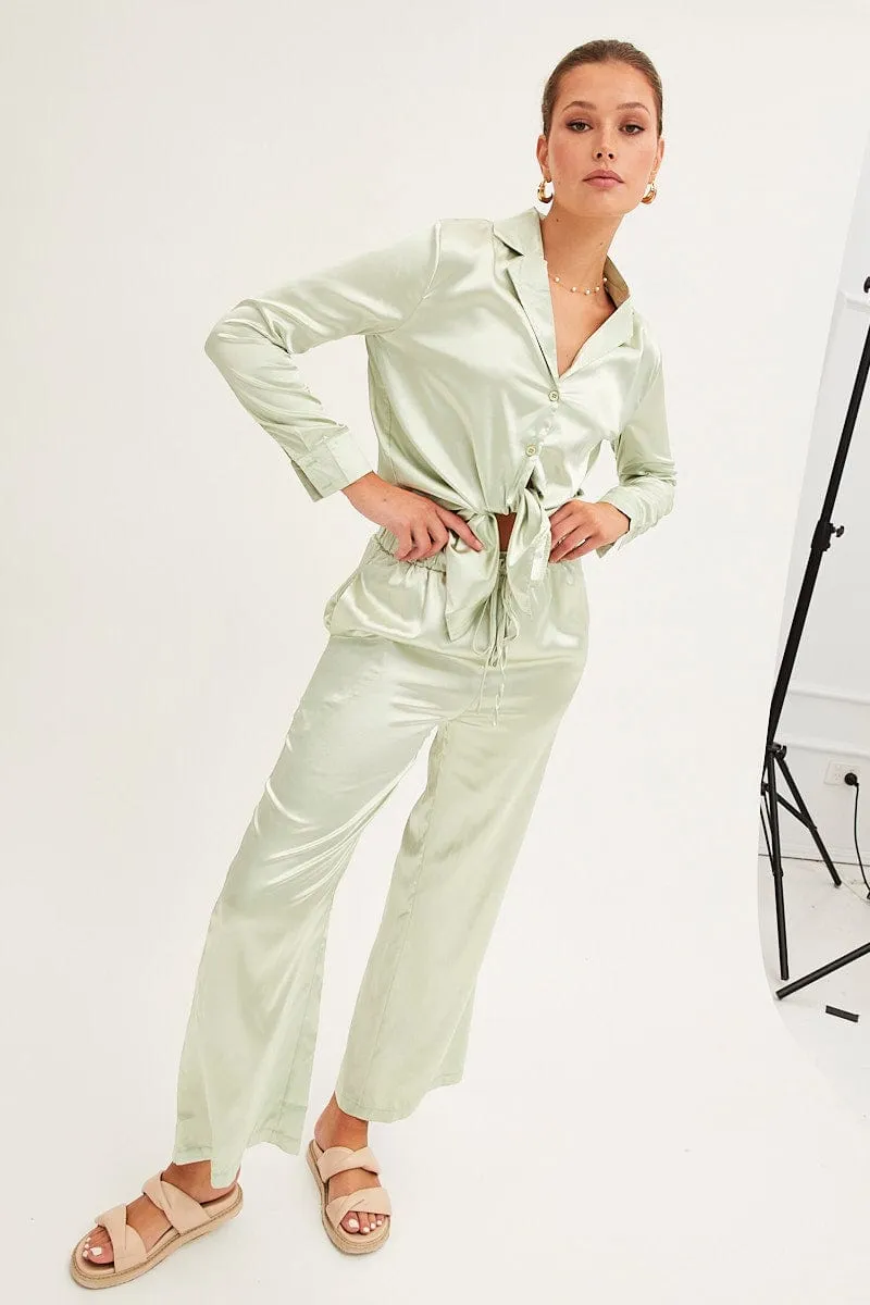 Green Wide Leg Pants sold by Ally Fashion product image thumbnail 3