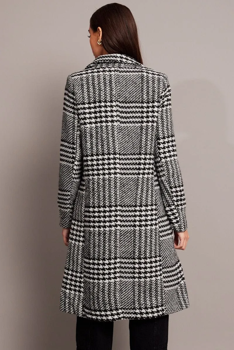 Black Check One Button Coat Knee Length sold by Ally Fashion product image thumbnail 5