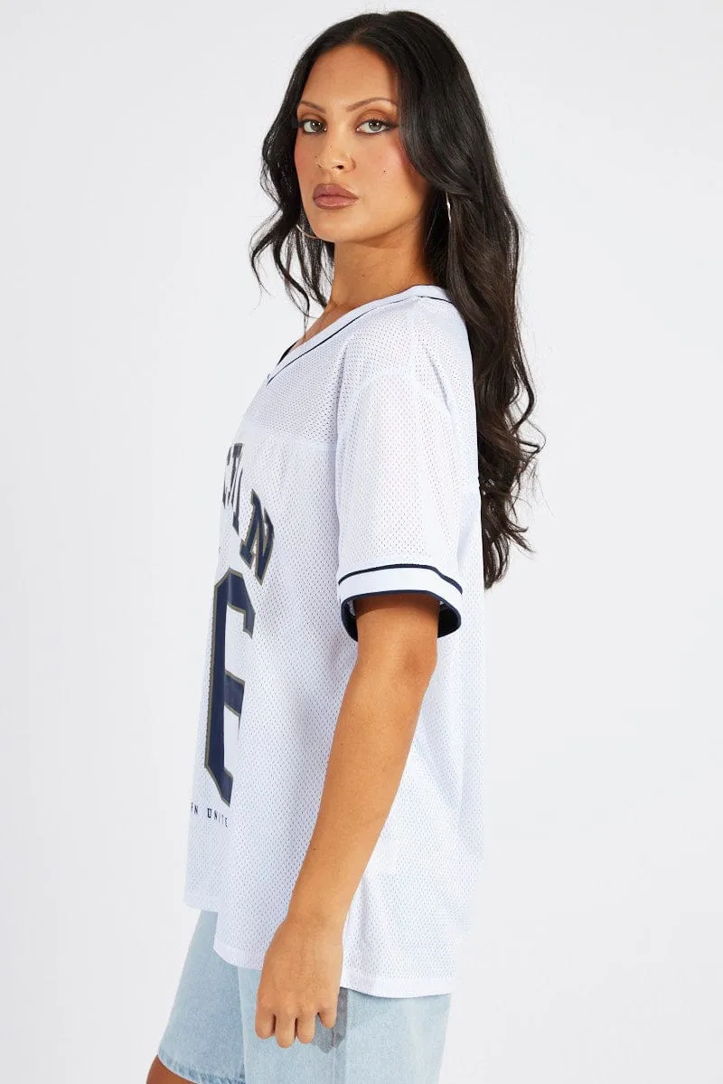 White Sports Tee Short Sleeve sold by Ally Fashion product image thumbnail 4