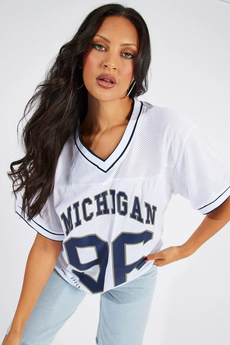 White Sports Tee Short Sleeve sold by Ally Fashion