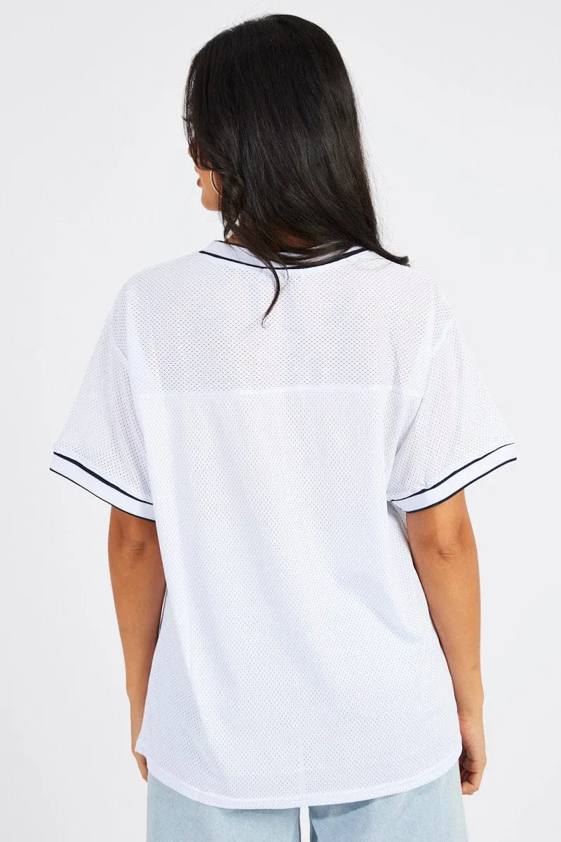 White Sports Tee Short Sleeve sold by Ally Fashion product image thumbnail 5