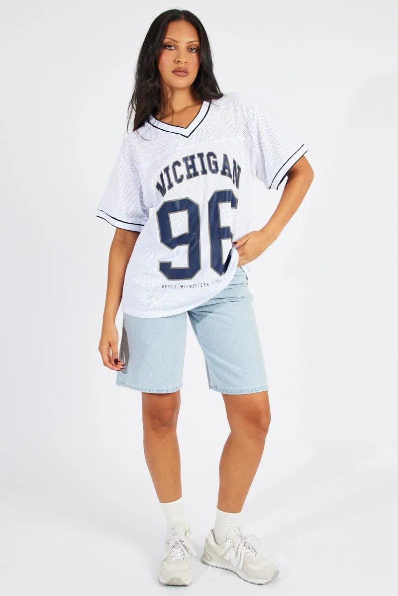 White Sports Tee Short Sleeve sold by Ally Fashion product image thumbnail 2
