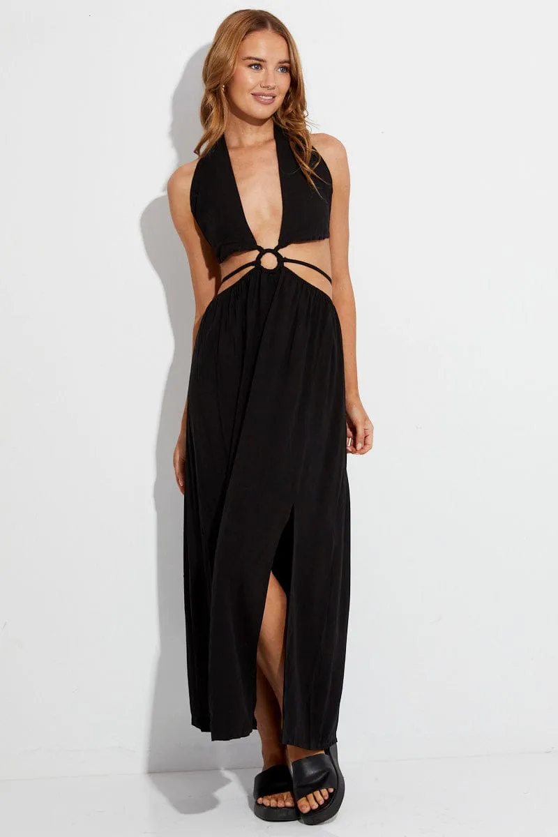 Black Maxi Dress Cutout Front Split sold by Ally Fashion product image thumbnail 3