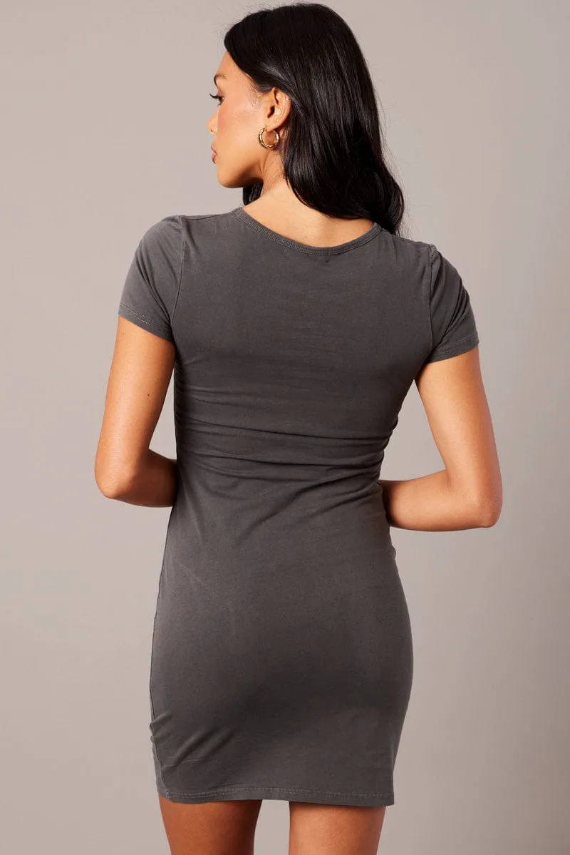 Grey Graphic Dress Short Sleeve sold by Ally Fashion product image thumbnail 5