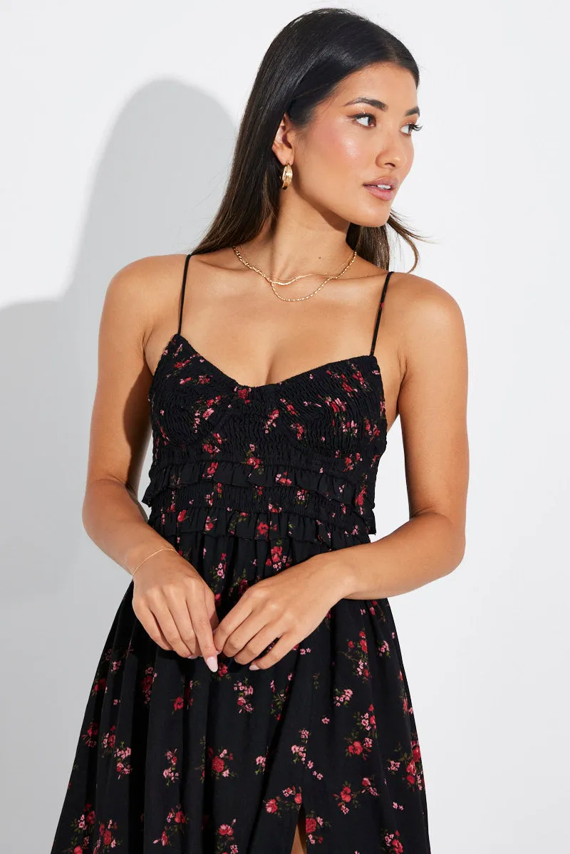 Black Floral Maxi Dress Strappy sold by Ally Fashion product image thumbnail 3