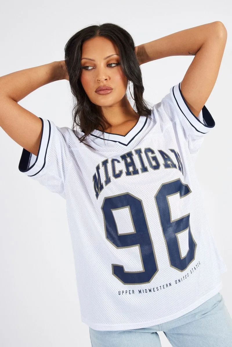 White Sports Tee Short Sleeve sold by Ally Fashion product image thumbnail 3