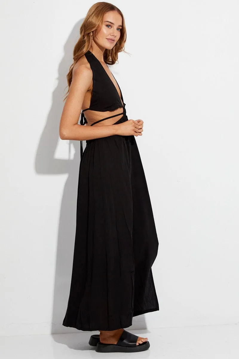 Black Maxi Dress Cutout Front Split sold by Ally Fashion product image thumbnail 4