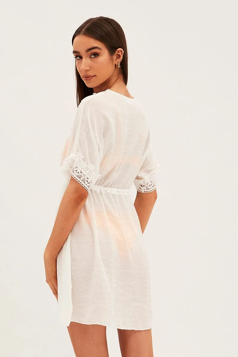 White Tie Front Lace Kimono sold by Ally Fashion product image thumbnail 5