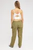 Green Cargo Pants Mid Rise Contrast Stitch sold by Ally Fashion