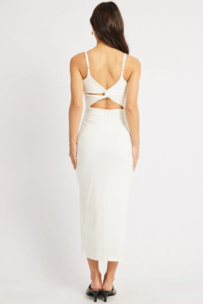 White Bodycon Dress Maxi Ribbon Trim sold by Ally Fashion product image thumbnail 5