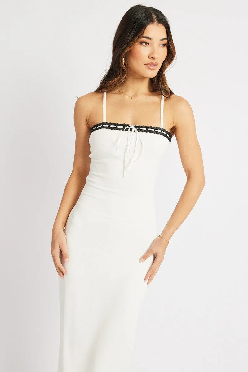 White Bodycon Dress Maxi Ribbon Trim sold by Ally Fashion product image thumbnail 3