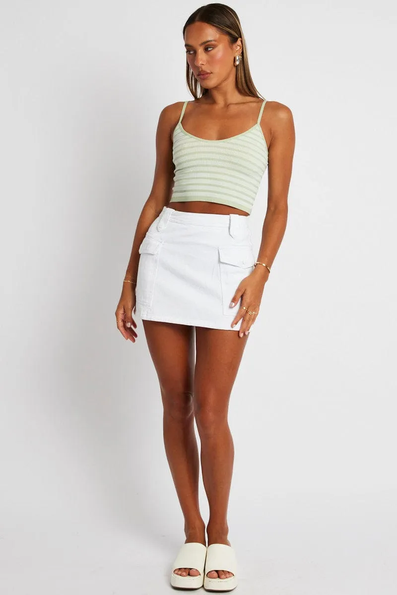 Green Stripe Singlet Sleeveless Scoop Neck Seamless sold by Ally Fashion product image thumbnail 2