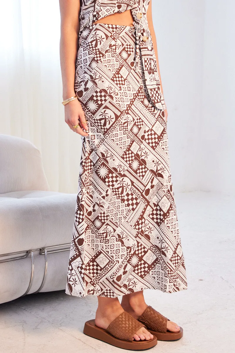 Brown Abstract Midi Skirt Mid Rise sold by Ally Fashion product image thumbnail 4