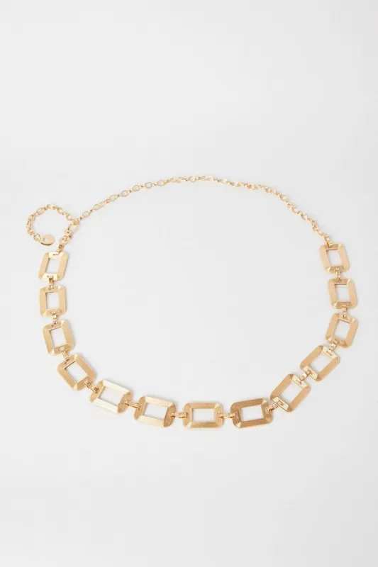 Gold Square Linked Chain Belt sold by Ally Fashion