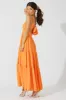 Orange Maxi Dress Tiered Sleeveless sold by Ally Fashion