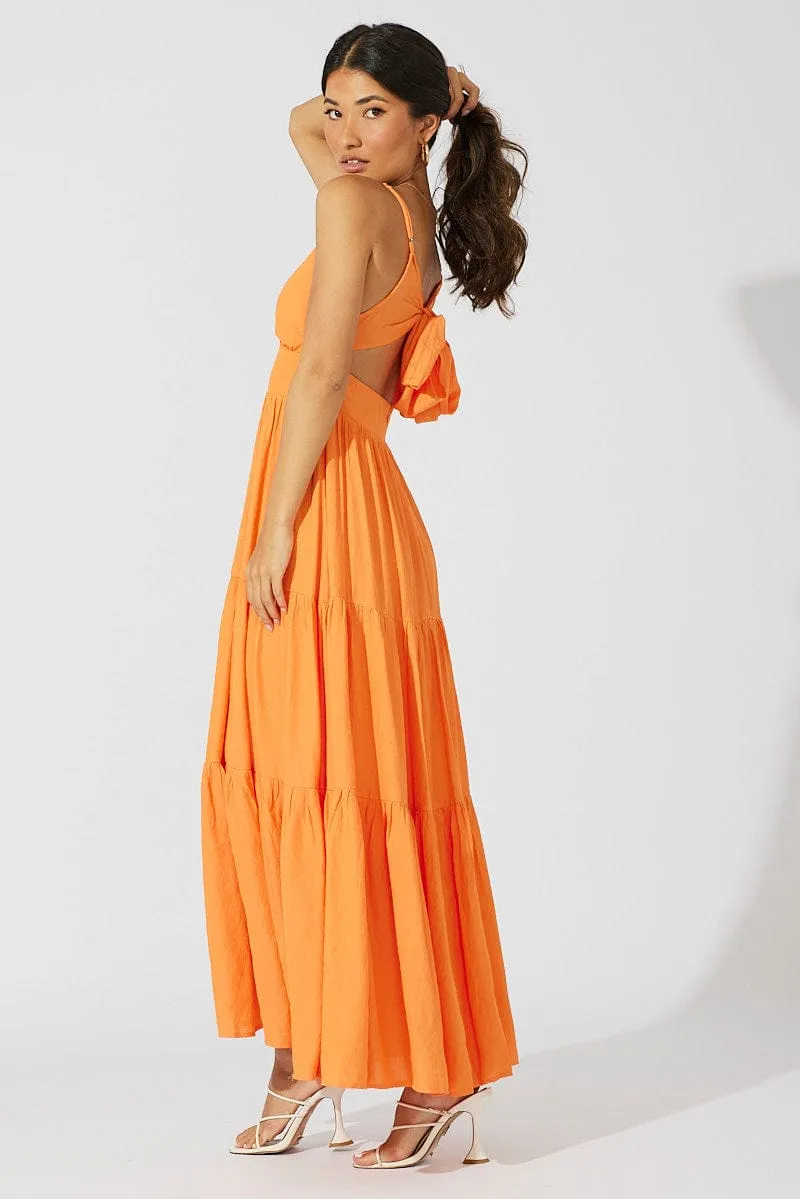 Orange Maxi Dress Tiered Sleeveless sold by Ally Fashion product image thumbnail 4