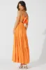 Orange Maxi Dress Tiered Sleeveless sold by Ally Fashion