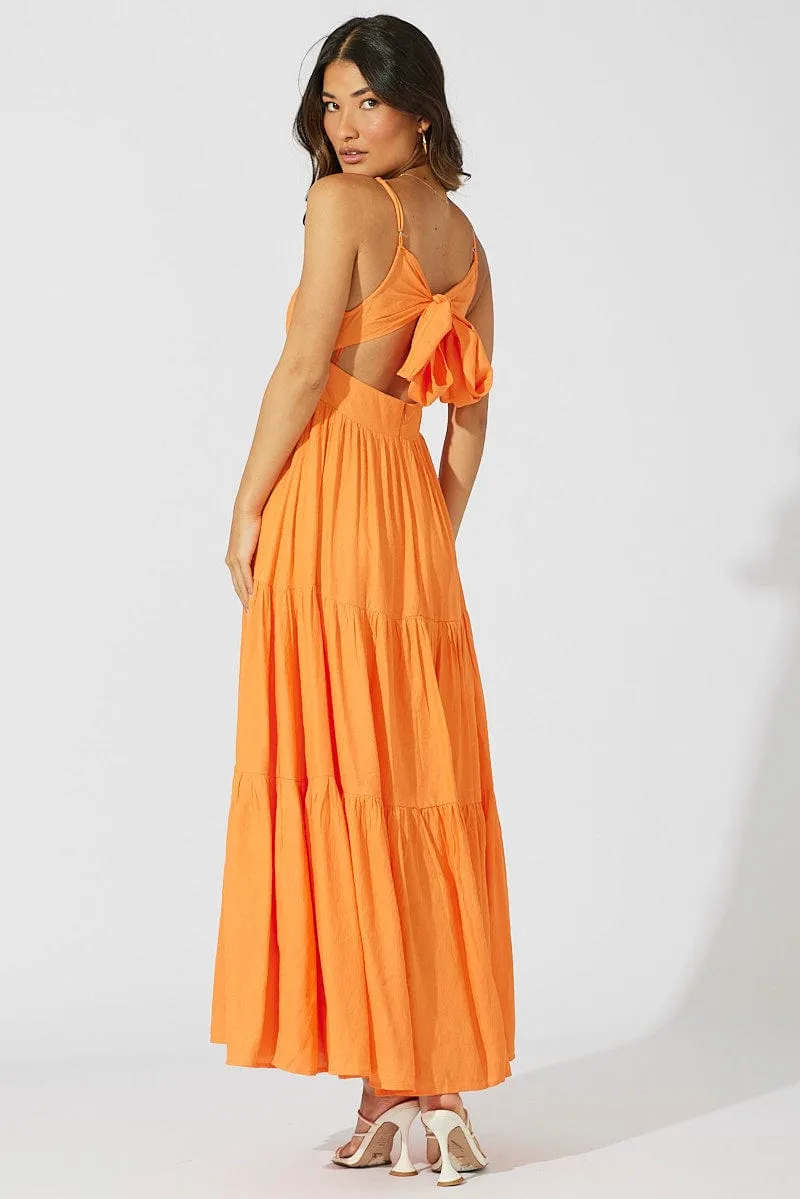 Orange Maxi Dress Tiered Sleeveless sold by Ally Fashion product image thumbnail 5