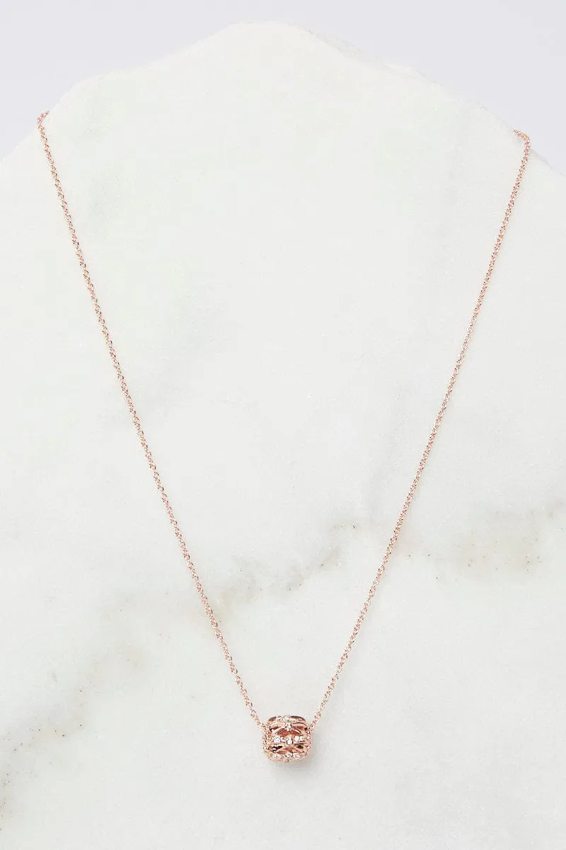 Pink Rhinestone Beads Pendent Necklace sold by Ally Fashion