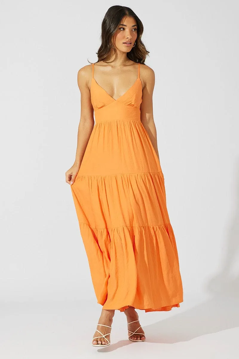 Orange Maxi Dress Tiered Sleeveless sold by Ally Fashion product image thumbnail 3