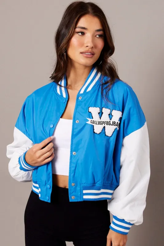 Blue NYC Varsity Bomber Jacket sold by Ally Fashion