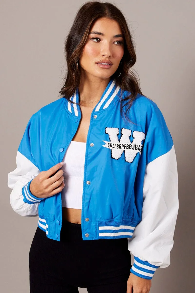 Blue NYC Varsity Bomber Jacket sold by Ally Fashion