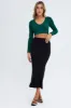 Black Midi Skirt High Waisted A-line Ladder Knit sold by Ally Fashion