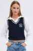 Blue Knit Vest V neck sold by Ally Fashion