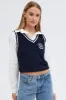 Blue Knit Vest V neck sold by Ally Fashion