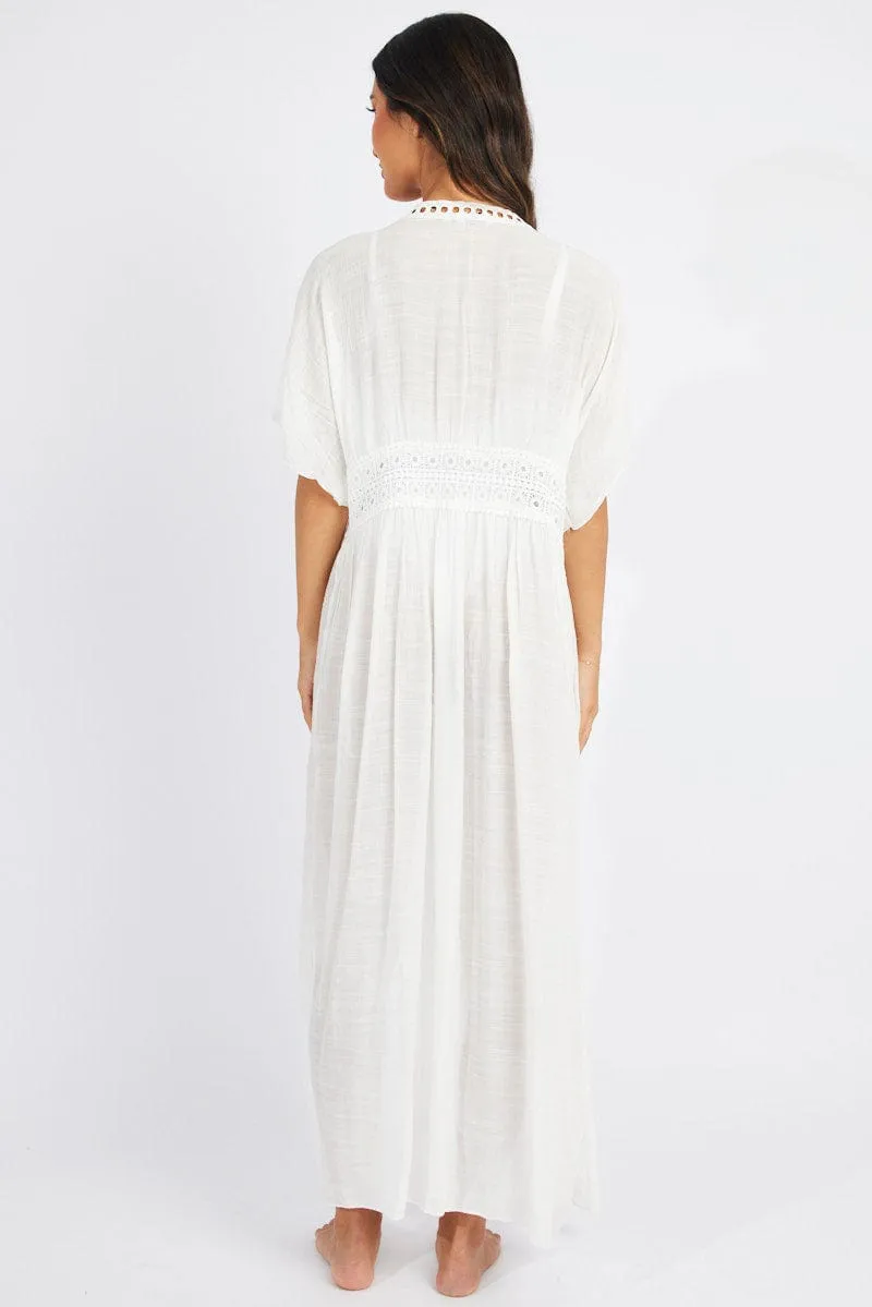 White Tie Front Kimono Short Sleeve Longline sold by Ally Fashion product image thumbnail 5