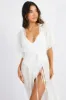 White Tie Front Kimono Short Sleeve Longline sold by Ally Fashion