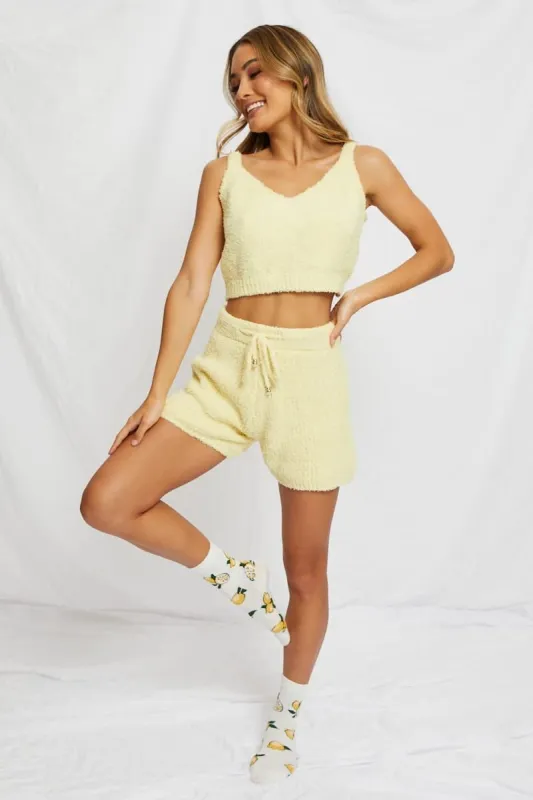 Yellow Fluffy Short sold by Ally Fashion