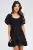 Black Fit And Flare Dress Shirred Bust Mini sold by Ally Fashion