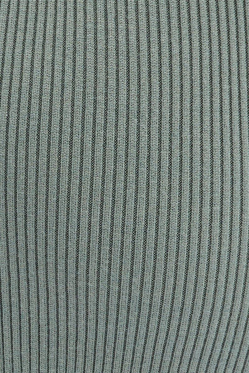 Green Knit Skirt High Rise Ribbed Midi sold by Ally Fashion product image thumbnail 6