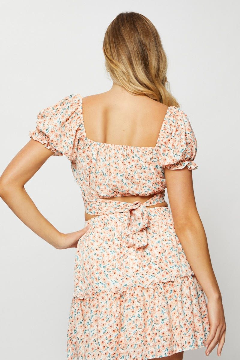 Print Crop Top Short Sleeve Off Shoulder sold by Ally Fashion product image thumbnail 5