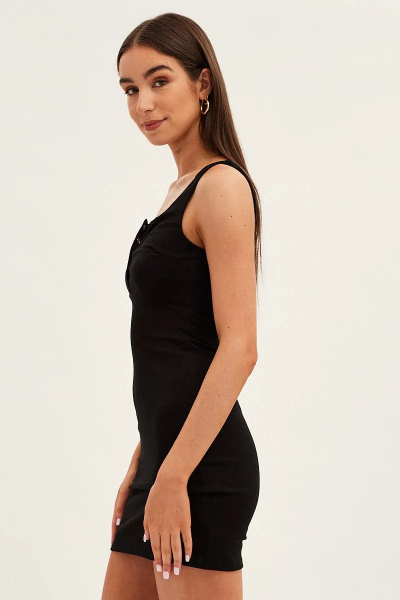 Black Bodycon Dress Sleeveless Button Front sold by Ally Fashion product image thumbnail 4