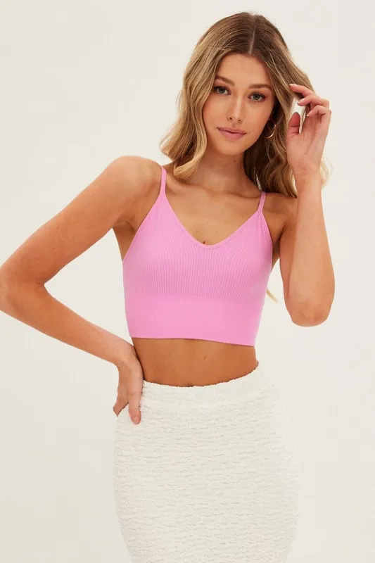 Pink Bralette V Neck Seamless sold by Ally Fashion