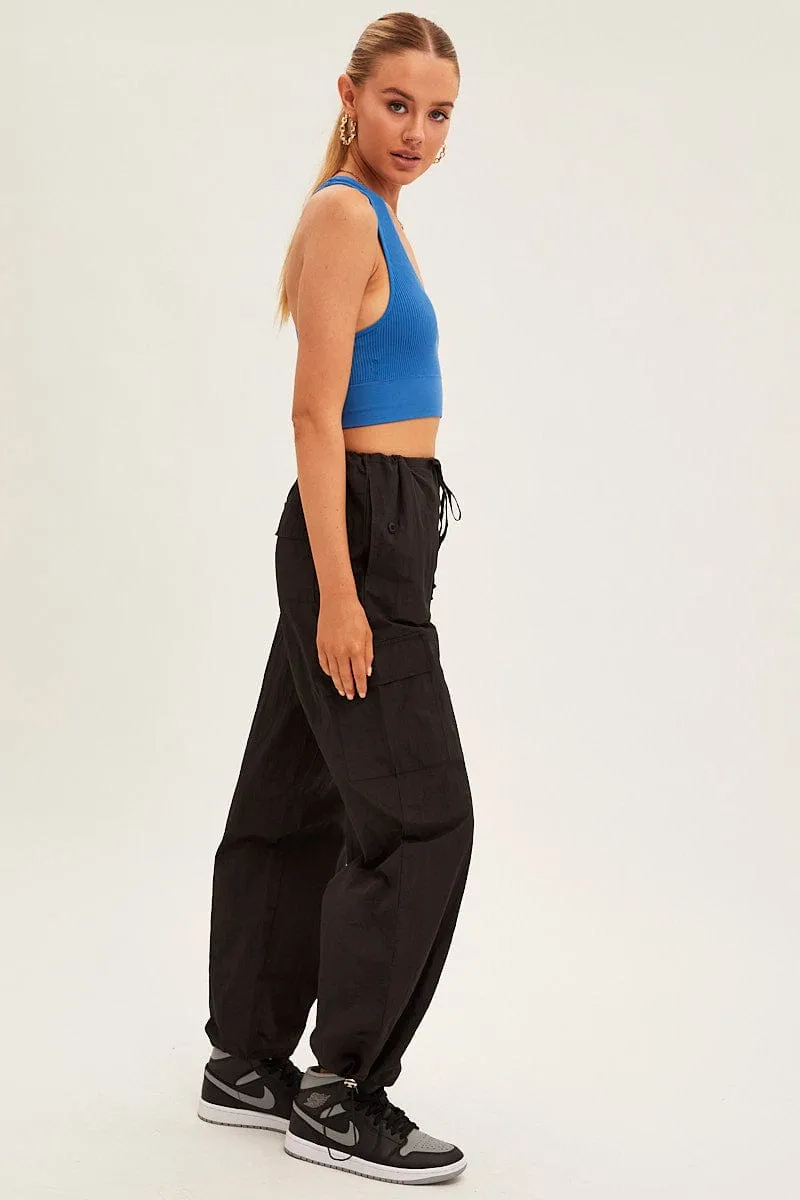 Black Cargo Parachute Pants sold by Ally Fashion product image thumbnail 4