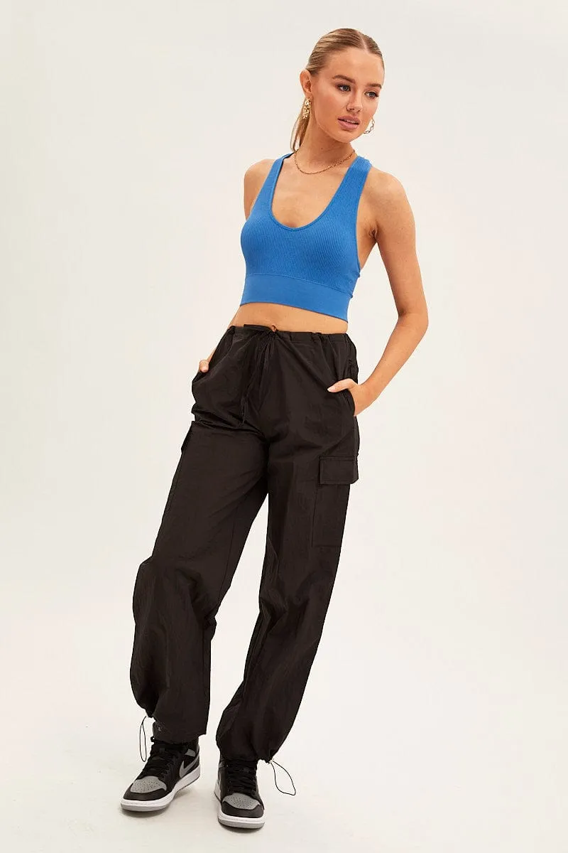 Black Cargo Parachute Pants sold by Ally Fashion