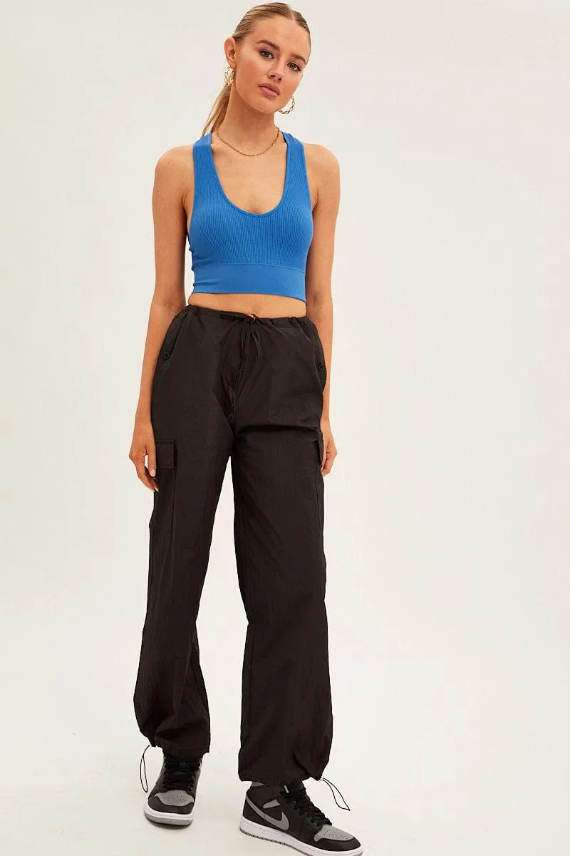 Black Cargo Parachute Pants sold by Ally Fashion product image thumbnail 3