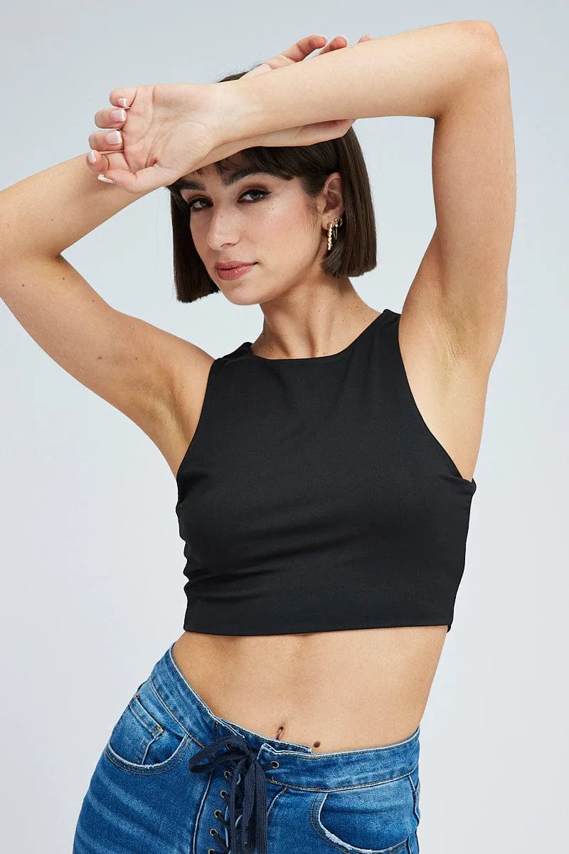 Black Tank Top Crew Neck Supersoft sold by Ally Fashion product image thumbnail 5