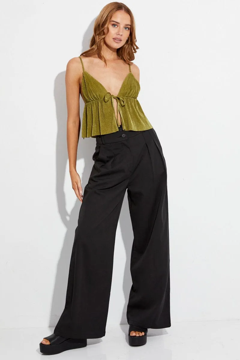 Green Plisse Top Sleeveless Tie Front sold by Ally Fashion product image thumbnail 2