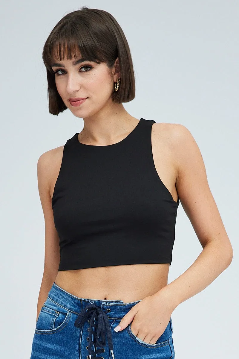 Black Tank Top Crew Neck Supersoft sold by Ally Fashion