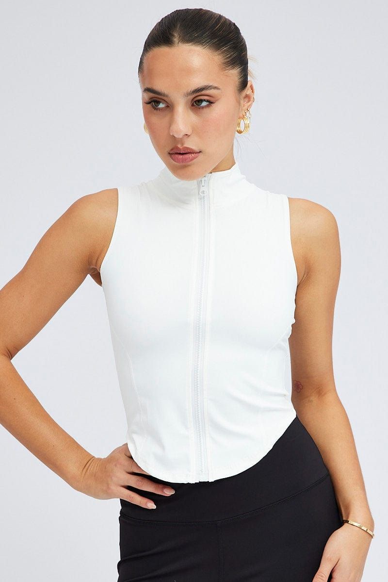 White Zip Up Vest Activewear sold by Ally Fashion