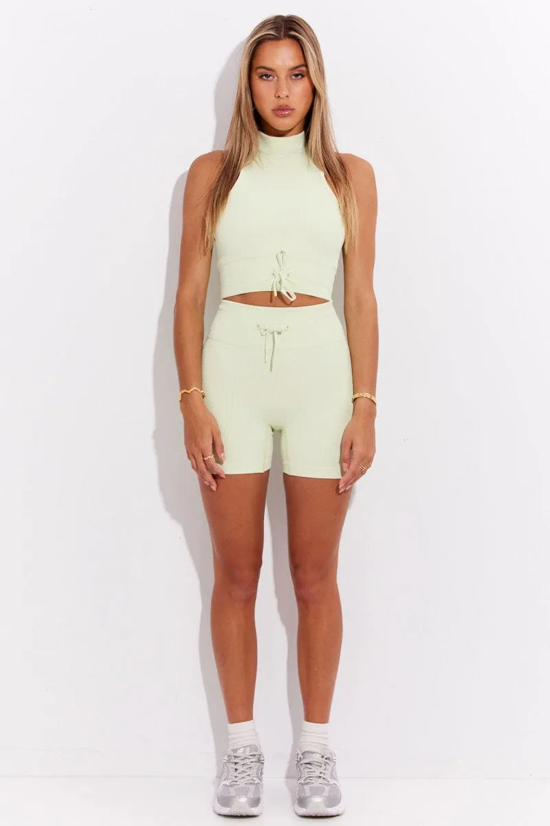 Green Seamless Top And Bike Shorts Activewear Set sold by Ally Fashion product image thumbnail 2