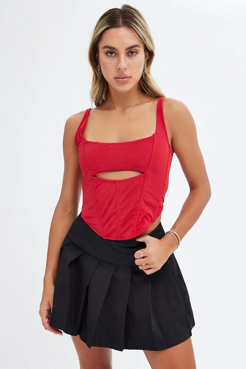 Red Corset Tank Top Tie Lace Back sold by Ally Fashion product image thumbnail 3