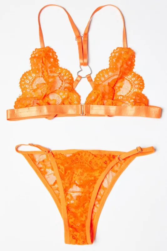 Orange Lace Lingerie Set sold by Ally Fashion