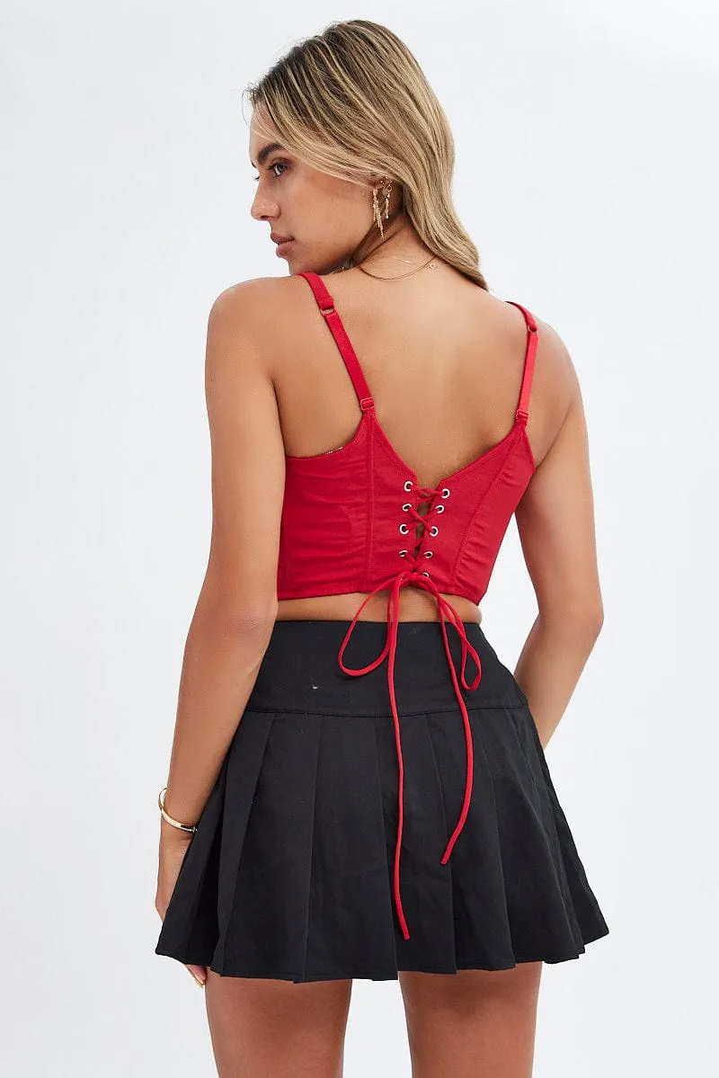 Red Corset Tank Top Tie Lace Back sold by Ally Fashion product image thumbnail 5