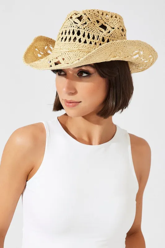 Beige Straw Cowboy Hat sold by Ally Fashion
